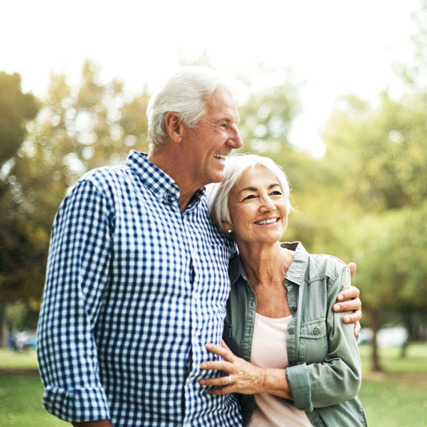 mature couple enjoying outside together